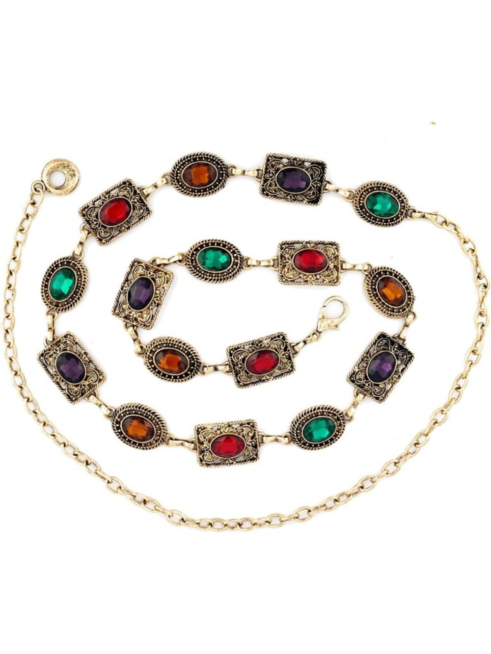 Sparkly Glass Diamond Chain Belt - Women's Western Style Bling Metal Belt